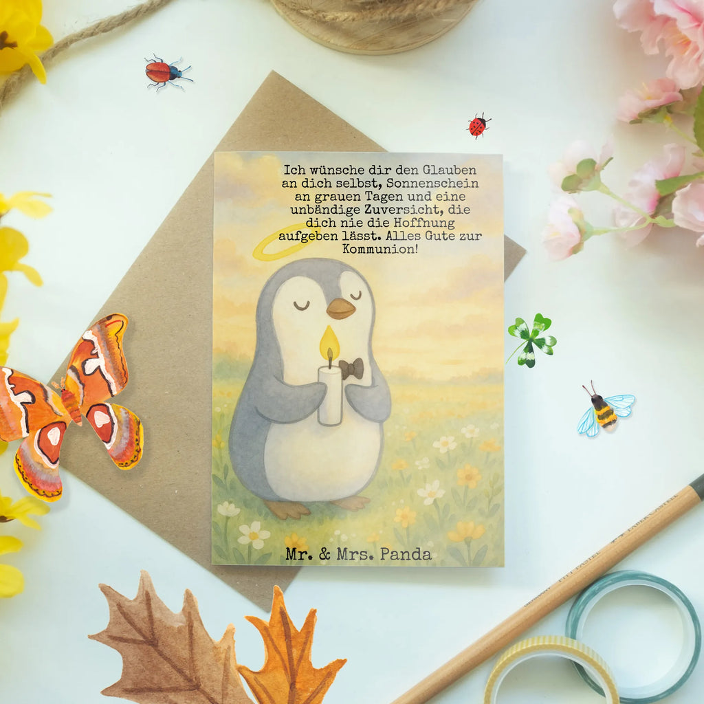 Grußkarte Pinguin Kommunion Design Grußkarte, Klappkarte, Einladungskarte, Glückwunschkarte, Hochzeitskarte, Geburtstagskarte, Karte, Ansichtskarten, Konfirmation, Kommunion, Jugendweihe, Konfirmation Geschenk, Kommunion Geschenk, Kommunion Dankeschön, Glauben, Sonnenschein