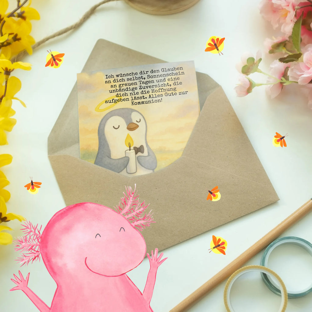 Grußkarte Pinguin Kommunion Design Grußkarte, Klappkarte, Einladungskarte, Glückwunschkarte, Hochzeitskarte, Geburtstagskarte, Karte, Ansichtskarten, Konfirmation, Kommunion, Jugendweihe, Konfirmation Geschenk, Kommunion Geschenk, Kommunion Dankeschön, Glauben, Sonnenschein