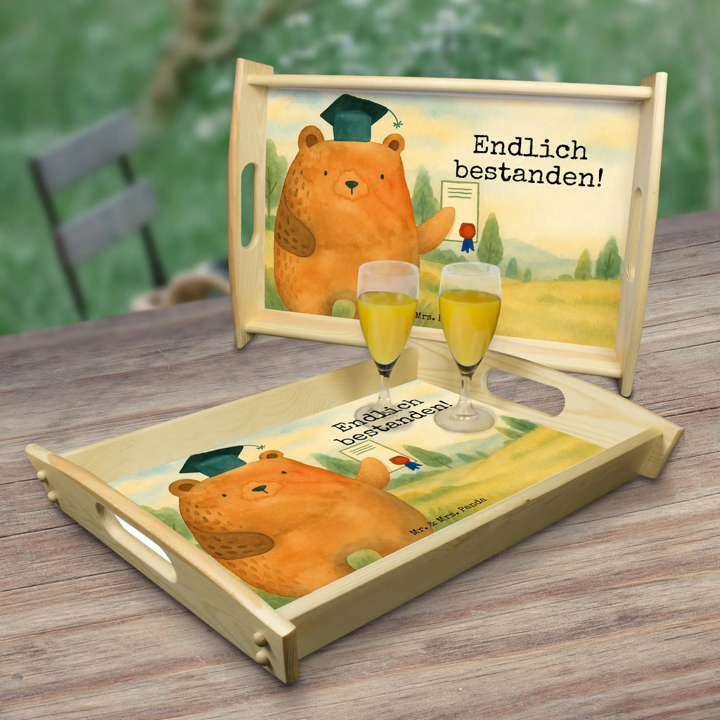 Serviertablett Bär Prüfung Design Serviertablett, Tablett, Holztablett, Küchentablett, Dekotablett, Frühstückstablett, Bär, Teddy, Teddybär, Abitur, Prüfungen, Prüfung bestanden, Abschluss, Zeugnis, Abschlusszeugnis