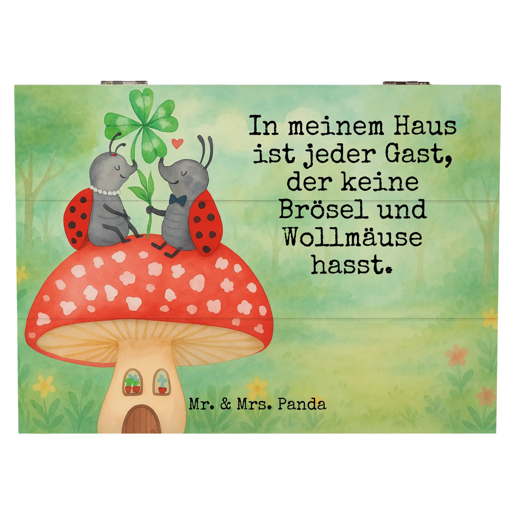 Skrzynia drewniana biedronka Muchomor Design Holzkiste, Kiste, Schatzkiste, Truhe, Schatulle, XXL, Erinnerungsbox, Erinnerungskiste, Dekokiste, Aufbewahrungsbox, Geschenkbox, Geschenkdose, Tiermotive, Gute Laune, lustige Sprüche, Tiere, Haus, Wohnung, zuhause, Fliegenpilz, Marienkäfer, Fleigenpilzhaus