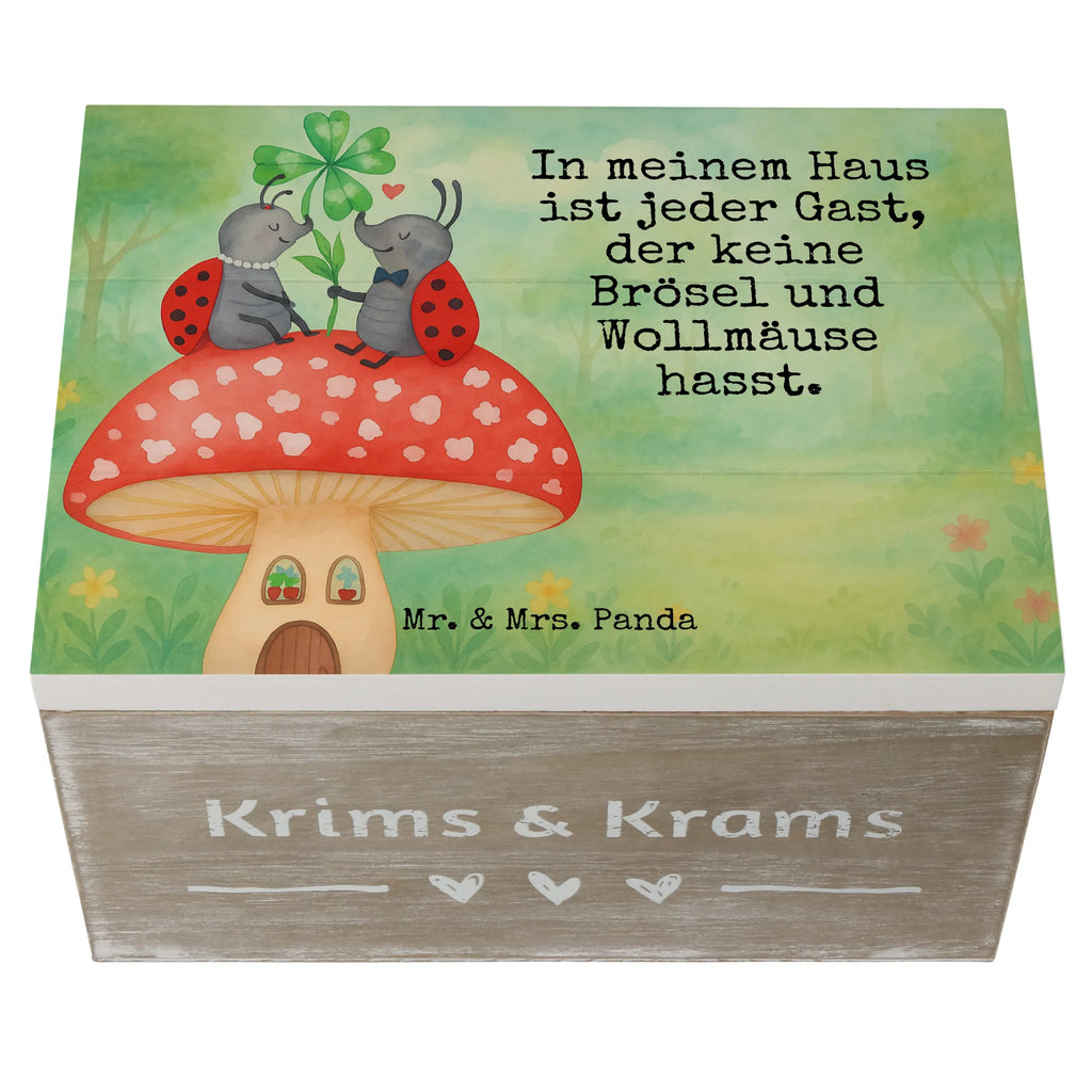 Skrzynia drewniana biedronka Muchomor Design Holzkiste, Kiste, Schatzkiste, Truhe, Schatulle, XXL, Erinnerungsbox, Erinnerungskiste, Dekokiste, Aufbewahrungsbox, Geschenkbox, Geschenkdose, Tiermotive, Gute Laune, lustige Sprüche, Tiere, Haus, Wohnung, zuhause, Fliegenpilz, Marienkäfer, Fleigenpilzhaus