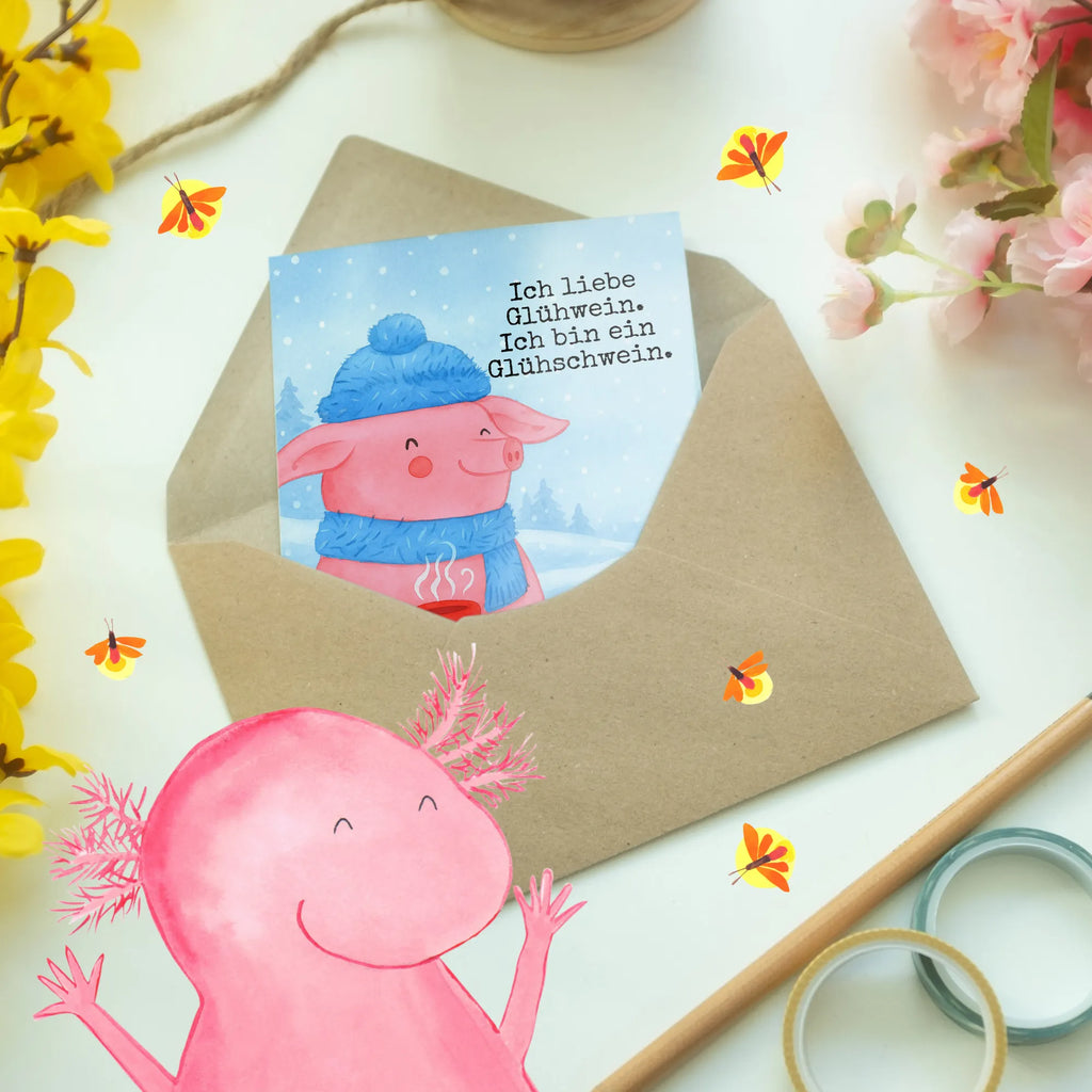 Grußkarte Schwein Glühwein Design Grußkarte, Klappkarte, Einladungskarte, Glückwunschkarte, Hochzeitskarte, Geburtstagskarte, Karte, Ansichtskarten, Winter, Weihnachten, Weihnachtsdeko, Nikolaus, Advent, Heiligabend, Wintermotiv, Glühschwein, Glühwein, Weihnachtsmarkt, Punsch