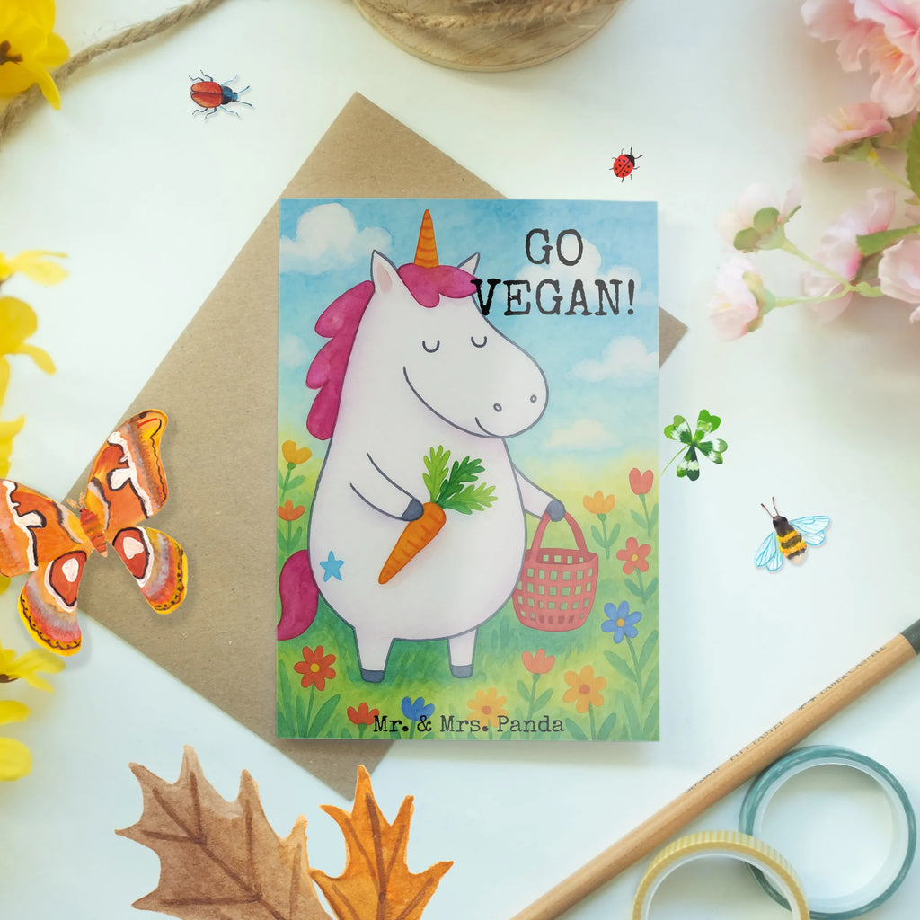 Kartka okolicznościowa Jednorożec Wegański Design Grußkarte, Klappkarte, Einladungskarte, Glückwunschkarte, Hochzeitskarte, Geburtstagskarte, Karte, Ansichtskarten, Einhorn, Einhörner, Einhorn Deko, Unicorn, vegan, Gesund leben, Vegetariar, Rohkost, Gesund essen, Veganismus, Veganer