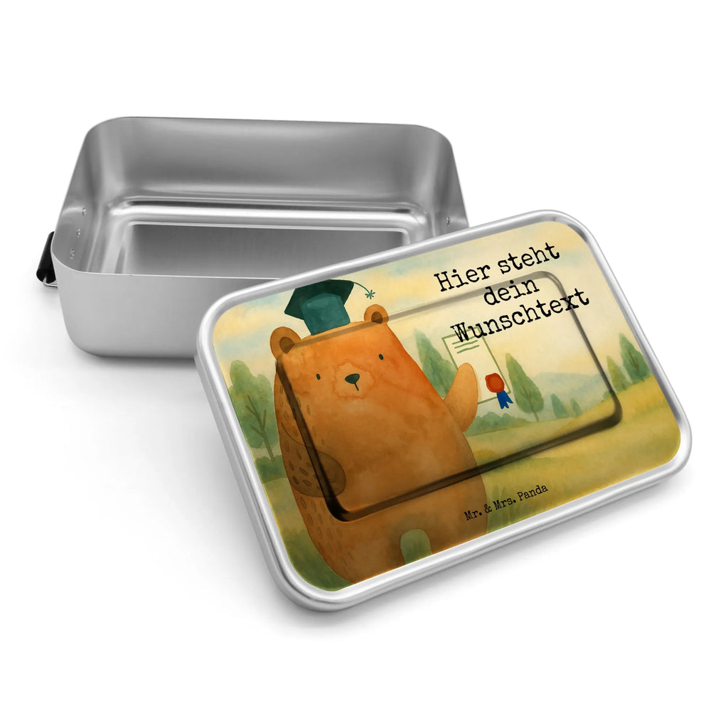 Personalisierte Metall Brotdose Bär Prüfung Design Kindergarten, Brotbox mit Namen, Brotdose mit Namen, Geschenk mit Namen, Schule, Brotdose, Uni, Brotbox, Bär, Teddy, Teddybär, Prüfung bestanden, Zeugnis, Abschluss, Abitur, Abschlusszeugnis, Prüfungen