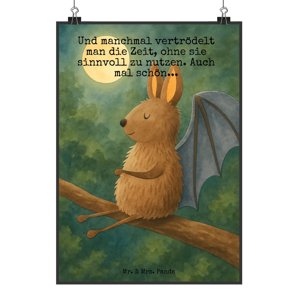 Poster bat Sit Design card, gift ideas, gifts, small animals, cute, cute animal motives, hand drawn, funny sayings, good mood, special gifts, animal lover, relax, bat, bats