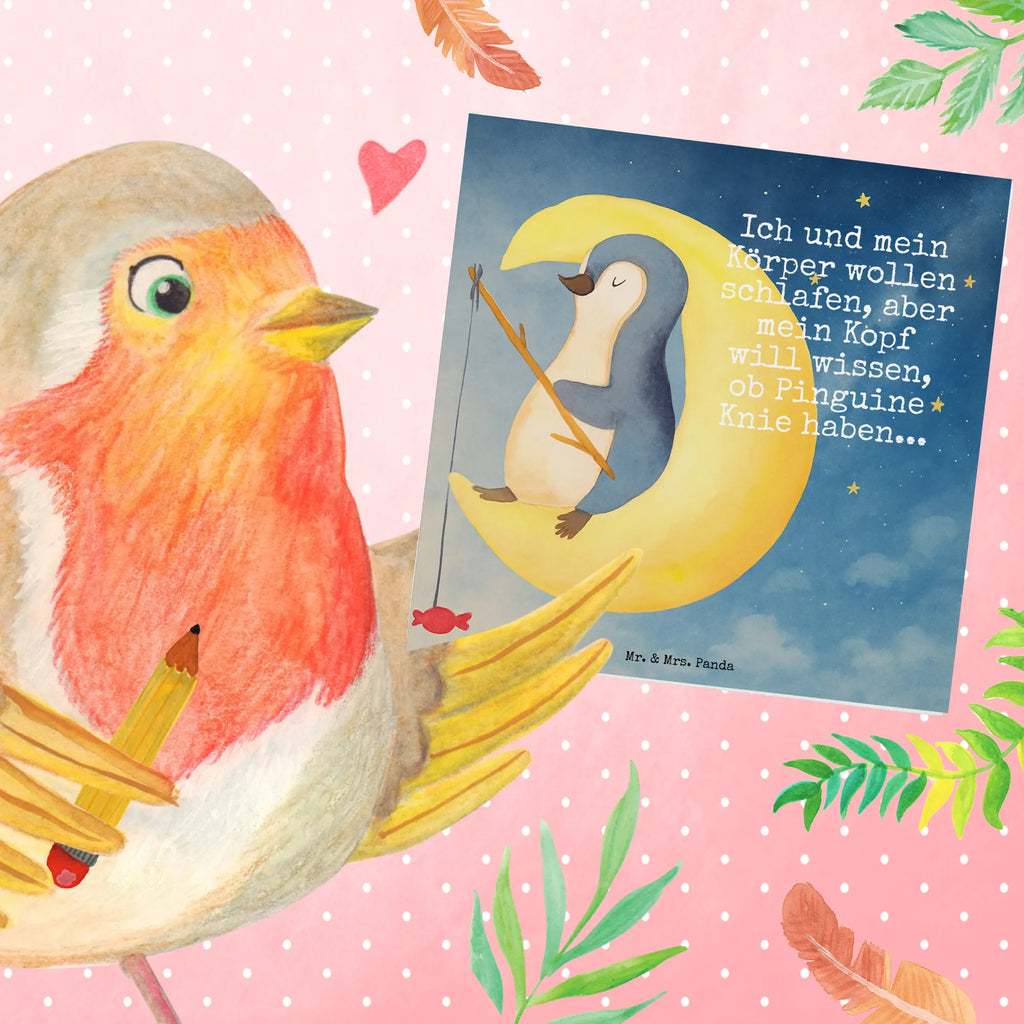 Deluxe Card Penguin moon Design Karte, Grußkarte, Klappkarte, Einladungskarte, Glückwunschkarte, Hochzeitskarte, Geburtstagskarte, Hochwertige Grußkarte, Hochwertige Klappkarte, Pinguin, Pinguine, Spruch, schlafen, Nachtruhe, Einschlafen, Schlafzimmer, Schlafstörungen, Gästezimmer