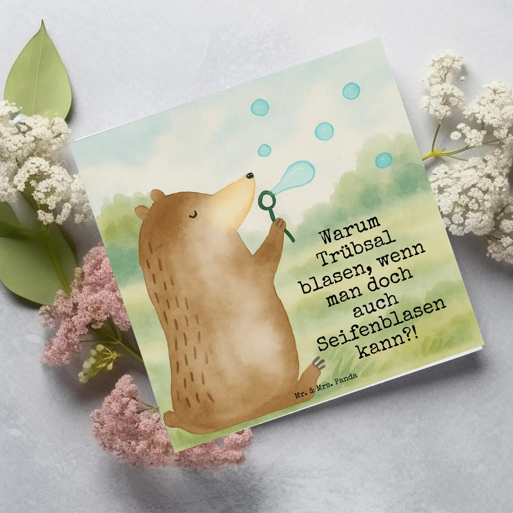 Karta Deluxe niedźwiedź bańki mydlane Design Karte, Grußkarte, Klappkarte, Einladungskarte, Glückwunschkarte, Hochzeitskarte, Geburtstagskarte, Hochwertige Grußkarte, Hochwertige Klappkarte, Bär, Teddy, Teddybär, Seifenblasen Bär Lustig Sein Glücklich Traurig Happy