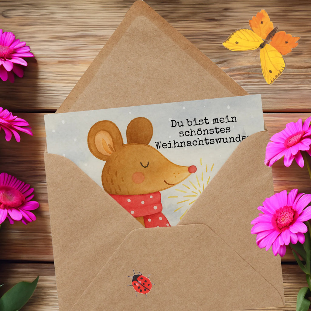 Deluxe Karte Maus Weihnachten Design Karte, Grußkarte, Klappkarte, Einladungskarte, Glückwunschkarte, Hochzeitskarte, Geburtstagskarte, Hochwertige Grußkarte, Hochwertige Klappkarte, Winter, Weihnachten, Weihnachtsdeko, Nikolaus, Advent, Heiligabend, Wintermotiv, Frohe Weihnachten, Weihnachtsgruß, Weihnachtsmotiv, Maus, Mäuschen, Weihnachtswunder