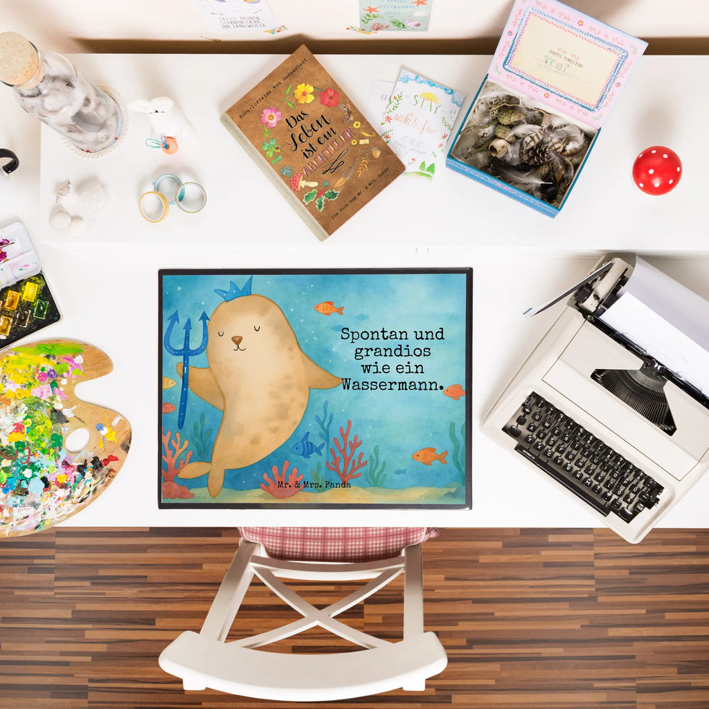 Desk pad Star sign Aquarius Design Schreibtischunterlage Groß, Bürobedarf, Schreibtisch Unterlagen, Schreibunterlage, Schreibtischauflage, Büroartikel, Schreibwaren, Tierkreiszeichen, Sternzeichen, Horoskop, Astrologie, Aszendent, Wassermann Sternzeichen, Meer Geschenk, Geburtstag Januar, Geburtstag Februar, Meermann, Nix, Wassermann Geschenk, Geschenk Januar, Geschenk Februar