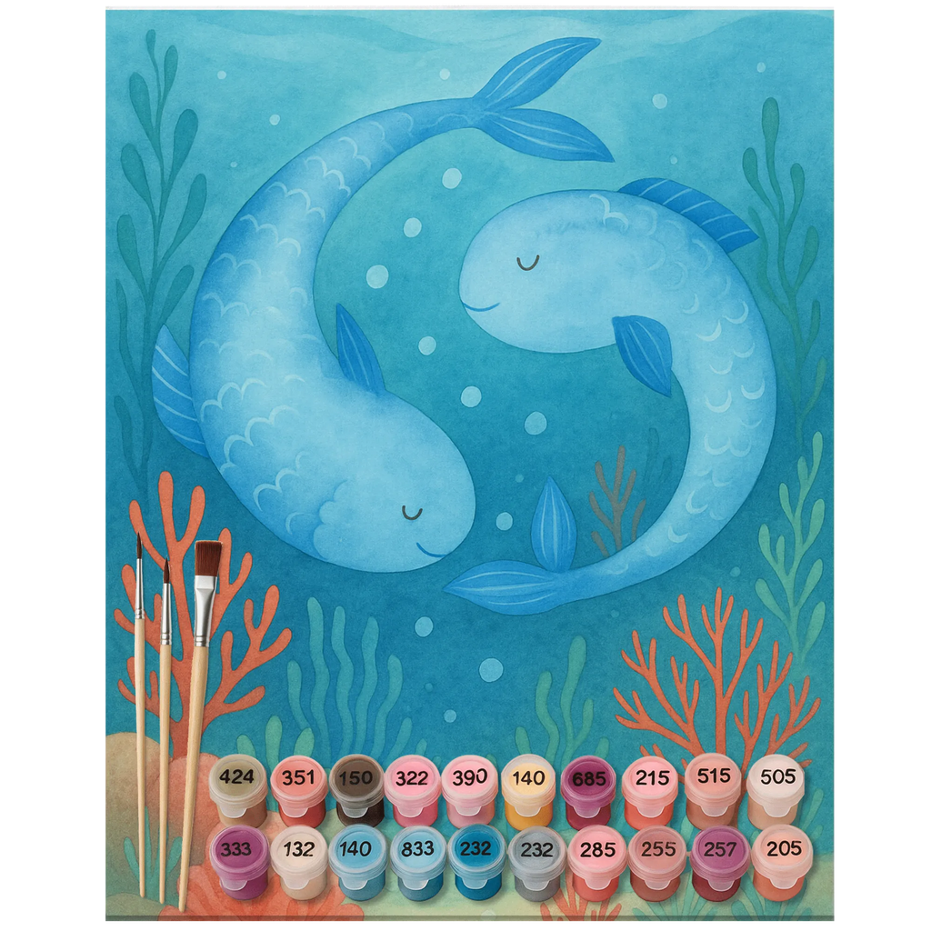 Paint by Numbers Star sign fish Design Malen, Künstler, Bastelidee, Malen nach Zahlen, Kunstwerk, Baseln, Ausmalbild, DIY, Kreativität, Tierkreiszeichen, Sternzeichen, Horoskop, Astrologie, Aszendent, Fische Sternzeichen, Geburtstag März, Fische Sternbild, Fisch, Geburtstag Februar, Geschenk März, Geschenk Februar, Fische Geschenk