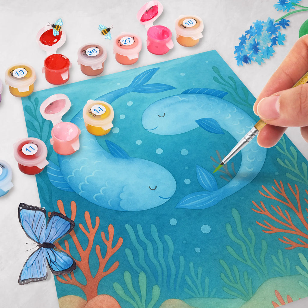 Paint by Numbers Star sign fish Design Malen, Künstler, Bastelidee, Malen nach Zahlen, Kunstwerk, Baseln, Ausmalbild, DIY, Kreativität, Tierkreiszeichen, Sternzeichen, Horoskop, Astrologie, Aszendent, Fische Sternzeichen, Geburtstag März, Fische Sternbild, Fisch, Geburtstag Februar, Geschenk März, Geschenk Februar, Fische Geschenk