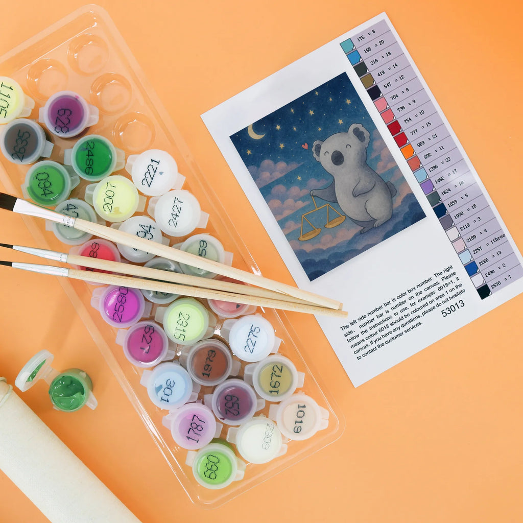 Paint by Numbers Scale Astrology Design DIY, Künstler, Malen, Kreativität, Kunstwerk, Baseln, Ausmalbild, Bastelidee, Malen nach Zahlen, Tierkreiszeichen, Sternzeichen, Horoskop, Astrologie, Aszendent, Geburtstagsgeschenk, Geschenk zum Geburtstag, Geschenk, Waage