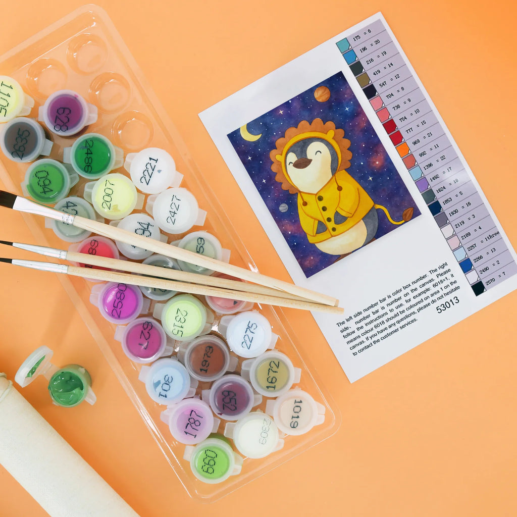 Malowanie według numerów lew astrologia Design Kreativität, Malen nach Zahlen, Bastelidee, Kunstwerk, DIY, Baseln, Ausmalbild, Malen, Künstler, Tierkreiszeichen, Sternzeichen, Horoskop, Astrologie, Aszendent, Löwe, Geschenkidee zum Geburtstag, Geburtstagsgeschenk, Sternzeichen Löwe