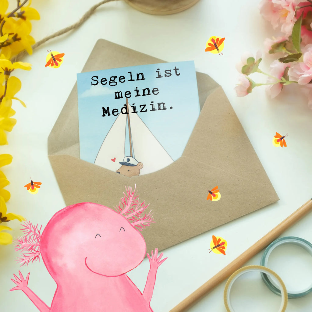 Grußkarte Bär Segeln Design Klappkarte, Hochzeitskarte, Geburtstagskarte, Einladungskarte, Ansichtskarten, Glückwunschkarte, Karte, Grußkarte, Geschenk, Sport, Sportart, Hobby, Schenken, Danke, Dankeschön, Auszeichnung, Gewinn, Sportler, Segelboot, Yachtclub, Segeltörn, Segelschule, segeln