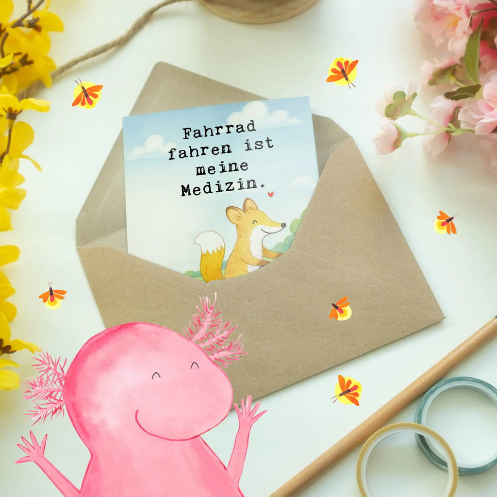 Grußkarte Fuchs Fahrrad fahren Design Einladungskarte, Grußkarte, Geburtstagskarte, Ansichtskarten, Hochzeitskarte, Karte, Klappkarte, Glückwunschkarte, Geschenk, Sport, Sportart, Hobby, Schenken, Danke, Dankeschön, Auszeichnung, Gewinn, Sportler, Radsport, Mountainbiking, Fahrrad fahren, Radeln, Trekking