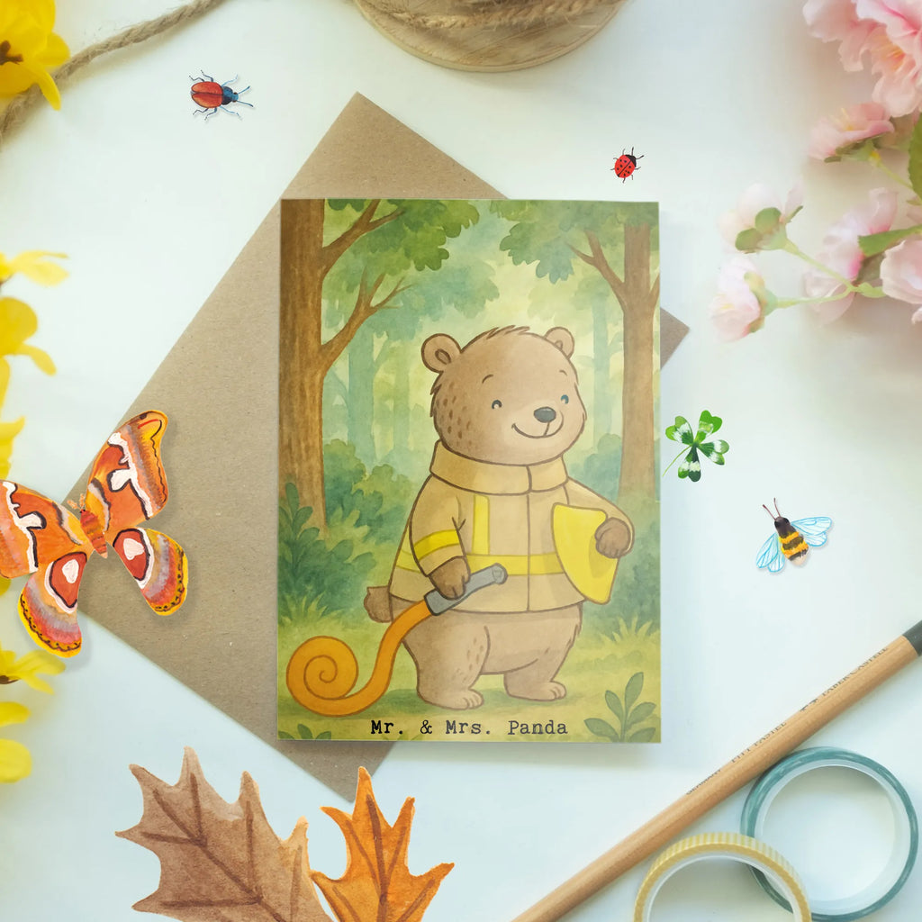 Grußkarte Bär Freiwillige Feuerwehr Design Hochzeitskarte, Geburtstagskarte, Glückwunschkarte, Karte, Ansichtskarten, Grußkarte, Klappkarte, Einladungskarte, Geschenk, Sport, Sportart, Hobby, Schenken, Danke, Dankeschön, Auszeichnung, Gewinn, Sportler, Feuerwehrfest, Jugendfeuerwehr, Freiwillige Feuerwehr