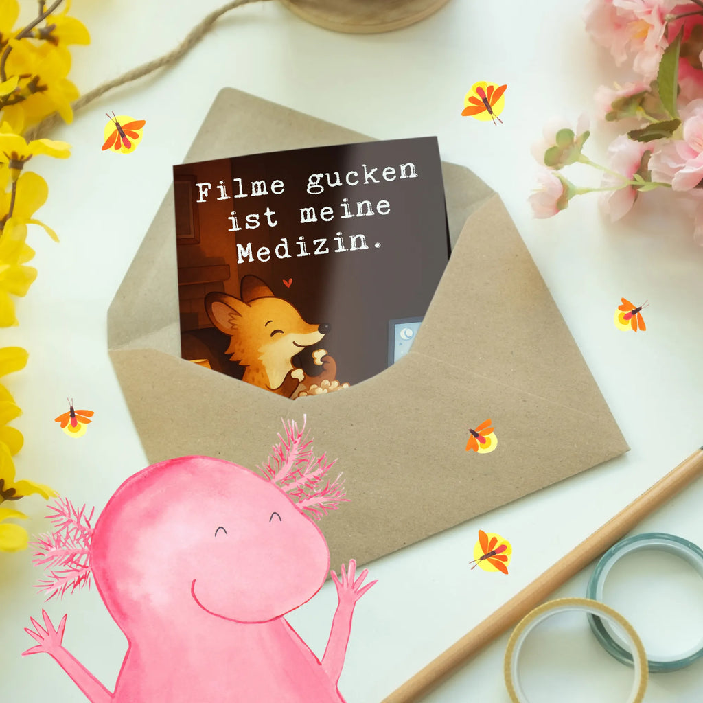 Grußkarte Fuchs Filme gucken Design Karte, Glückwunschkarte, Einladungskarte, Hochzeitskarte, Geburtstagskarte, Klappkarte, Ansichtskarten, Grußkarte, Geschenk, Sport, Sportart, Hobby, Schenken, Danke, Dankeschön, Auszeichnung, Gewinn, Sportler, TV, Fernsehen, Filme gucken, Kino, Filmabend