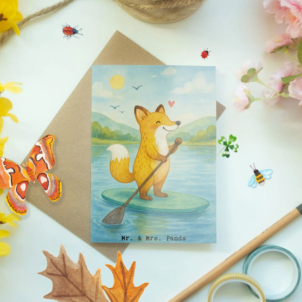 Grußkarte Fuchs Stand Up Paddling Design Karte, Hochzeitskarte, Glückwunschkarte, Einladungskarte, Klappkarte, Grußkarte, Ansichtskarten, Geburtstagskarte, Geschenk, Sport, Sportart, Hobby, Schenken, Danke, Dankeschön, Auszeichnung, Gewinn, Sportler, Paddle Boarding, SUB, Stand Up Paddling, Stand up paddle, subben