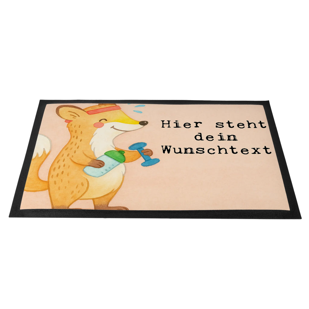Personalisierte Fußmatte Fuchs Fitness Design Haustürmatte personalisiert, Fußmatte bedrucken, Türvorleger mit Namen, Personalisieruung, Türvorleger personalisiert, Namensfussmatte, Personalisiert, Wunschnamen, Bedrucken, Fußmatte mit Namen, Personalisierte Fußmatte, Geschenk, Sport, Sportart, Hobby, Schenken, Danke, Dankeschön, Auszeichnung, Gewinn, Sportler, Sport treiben, Fitnessstudio, Sportclub, Kraftsport, Fitness