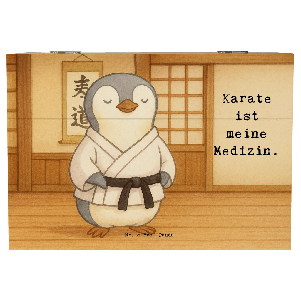 Holzkiste Pinguin Karate Design Kiste, XXL, Erinnerungsbox, Geschenkbox, Truhe, Erinnerungskiste, Schatzkiste, Aufbewahrungsbox, Dekokiste, Geschenkdose, Holzkiste, Schatulle, Geschenk, Sport, Sportart, Hobby, Schenken, Danke, Dankeschön, Auszeichnung, Gewinn, Sportler, Kampfkunst, Selbstverteidigung, Karate Verein, Karate, Kampfsportart