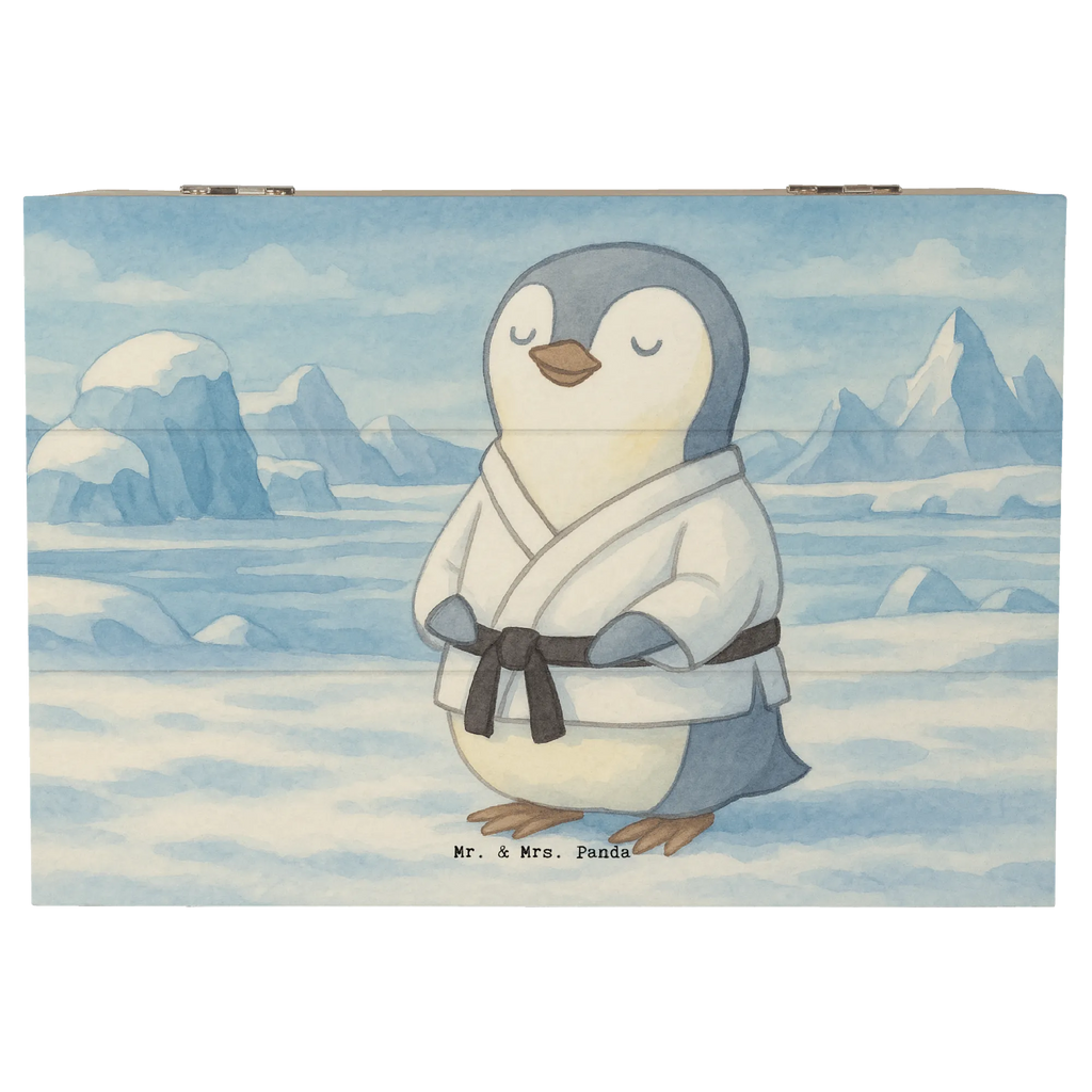 Holzkiste Pinguin Karate Design Kiste, XXL, Erinnerungsbox, Geschenkbox, Truhe, Erinnerungskiste, Schatzkiste, Aufbewahrungsbox, Dekokiste, Geschenkdose, Holzkiste, Schatulle, Geschenk, Sport, Sportart, Hobby, Schenken, Danke, Dankeschön, Auszeichnung, Gewinn, Sportler, Kampfkunst, Selbstverteidigung, Karate Verein, Karate, Kampfsportart