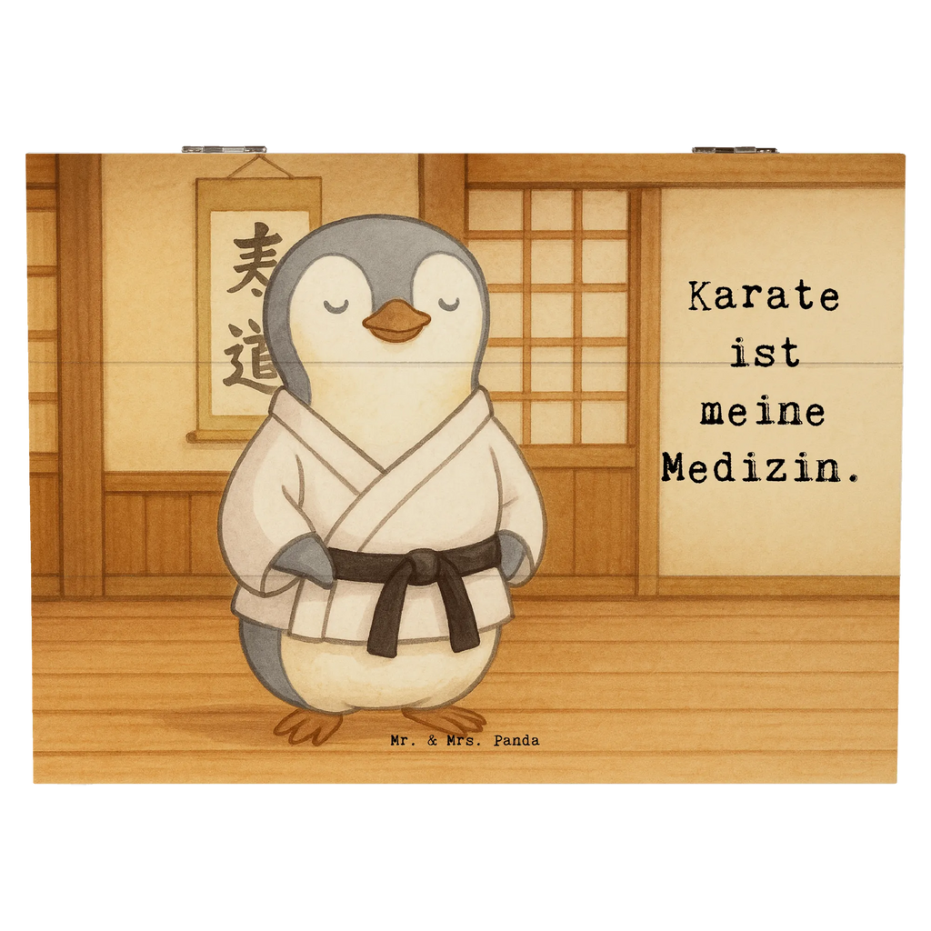Holzkiste Pinguin Karate Design Kiste, XXL, Erinnerungsbox, Geschenkbox, Truhe, Erinnerungskiste, Schatzkiste, Aufbewahrungsbox, Dekokiste, Geschenkdose, Holzkiste, Schatulle, Geschenk, Sport, Sportart, Hobby, Schenken, Danke, Dankeschön, Auszeichnung, Gewinn, Sportler, Kampfkunst, Selbstverteidigung, Karate Verein, Karate, Kampfsportart