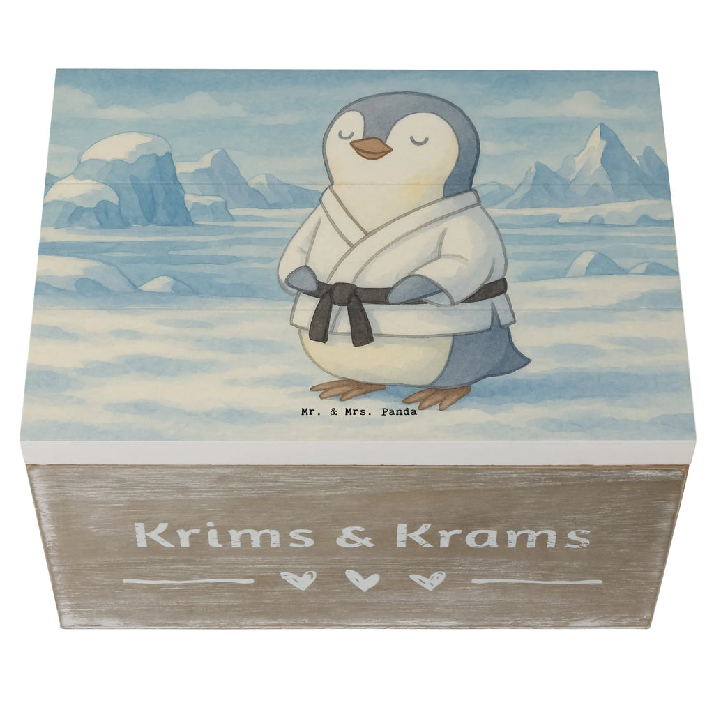Holzkiste Pinguin Karate Design Kiste, XXL, Erinnerungsbox, Geschenkbox, Truhe, Erinnerungskiste, Schatzkiste, Aufbewahrungsbox, Dekokiste, Geschenkdose, Holzkiste, Schatulle, Geschenk, Sport, Sportart, Hobby, Schenken, Danke, Dankeschön, Auszeichnung, Gewinn, Sportler, Kampfkunst, Selbstverteidigung, Karate Verein, Karate, Kampfsportart