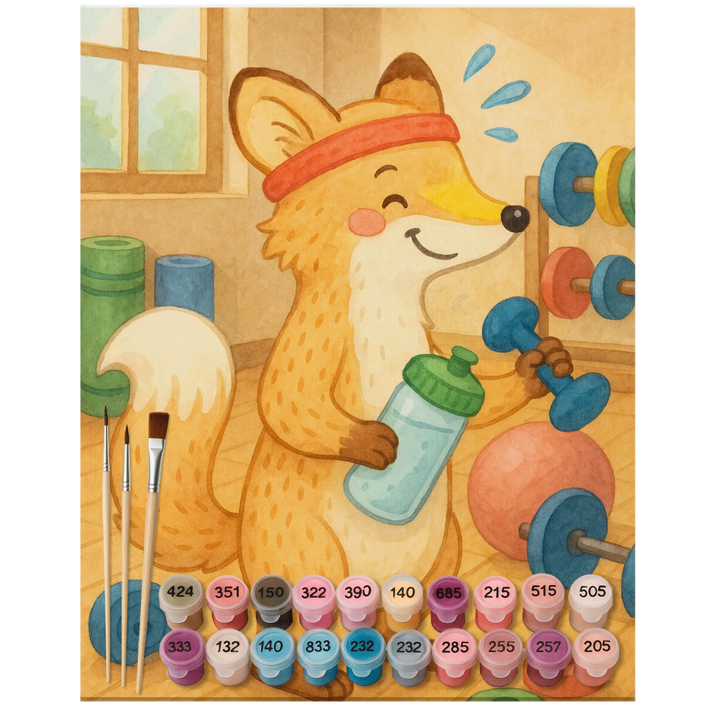 Paint by Numbers Fox fitness Design Künstler, Kunstwerk, Baseln, Bastelidee, Malen nach Zahlen, Kreativität, Malen, DIY, Ausmalbild, Geschenk, Sport, Sportart, Hobby, Schenken, Danke, Dankeschön, Auszeichnung, Gewinn, Sportler, Kraftsport, Fitness, Sport treiben, Fitnessstudio, Sportclub