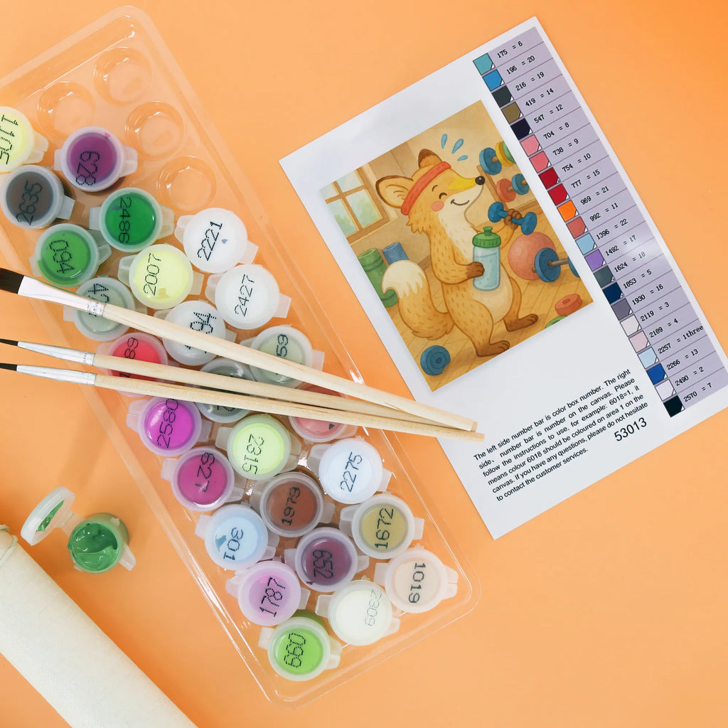 Paint by Numbers Fox fitness Design Künstler, Kunstwerk, Baseln, Bastelidee, Malen nach Zahlen, Kreativität, Malen, DIY, Ausmalbild, Geschenk, Sport, Sportart, Hobby, Schenken, Danke, Dankeschön, Auszeichnung, Gewinn, Sportler, Kraftsport, Fitness, Sport treiben, Fitnessstudio, Sportclub