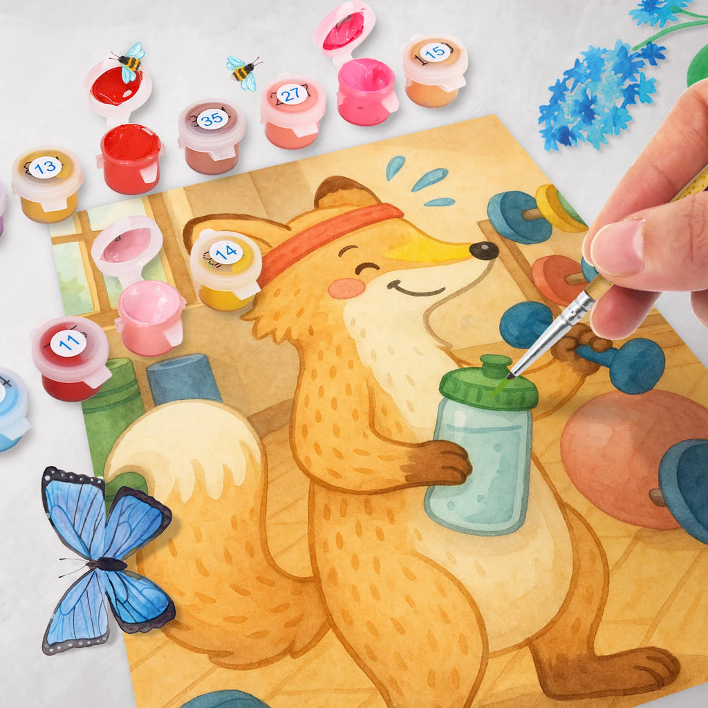 Paint by Numbers Fox fitness Design Künstler, Kunstwerk, Baseln, Bastelidee, Malen nach Zahlen, Kreativität, Malen, DIY, Ausmalbild, Geschenk, Sport, Sportart, Hobby, Schenken, Danke, Dankeschön, Auszeichnung, Gewinn, Sportler, Kraftsport, Fitness, Sport treiben, Fitnessstudio, Sportclub