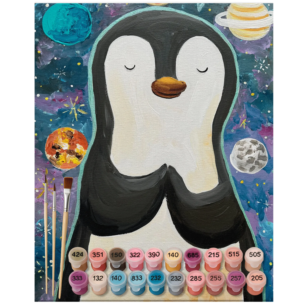 Malen nach Zahlen Pinguin Universum Design Kunstwerk, Malen, Baseln, Kreativität, DIY, Bastelidee, Ausmalbild, Künstler, Malen nach Zahlen, Pinguin