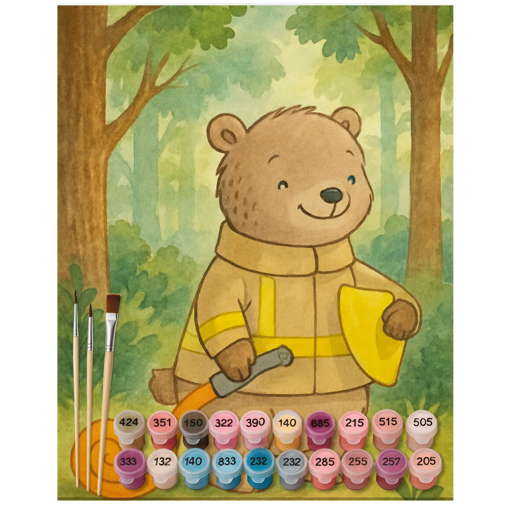 Paint by Numbers bear Volunteer firefighter Design Bastelidee, Baseln, Kunstwerk, Künstler, Kreativität, DIY, Malen, Ausmalbild, Malen nach Zahlen, Geschenk, Sport, Sportart, Hobby, Schenken, Danke, Dankeschön, Auszeichnung, Gewinn, Sportler, Jugendfeuerwehr, Feuerwehrfest, Freiwillige Feuerwehr