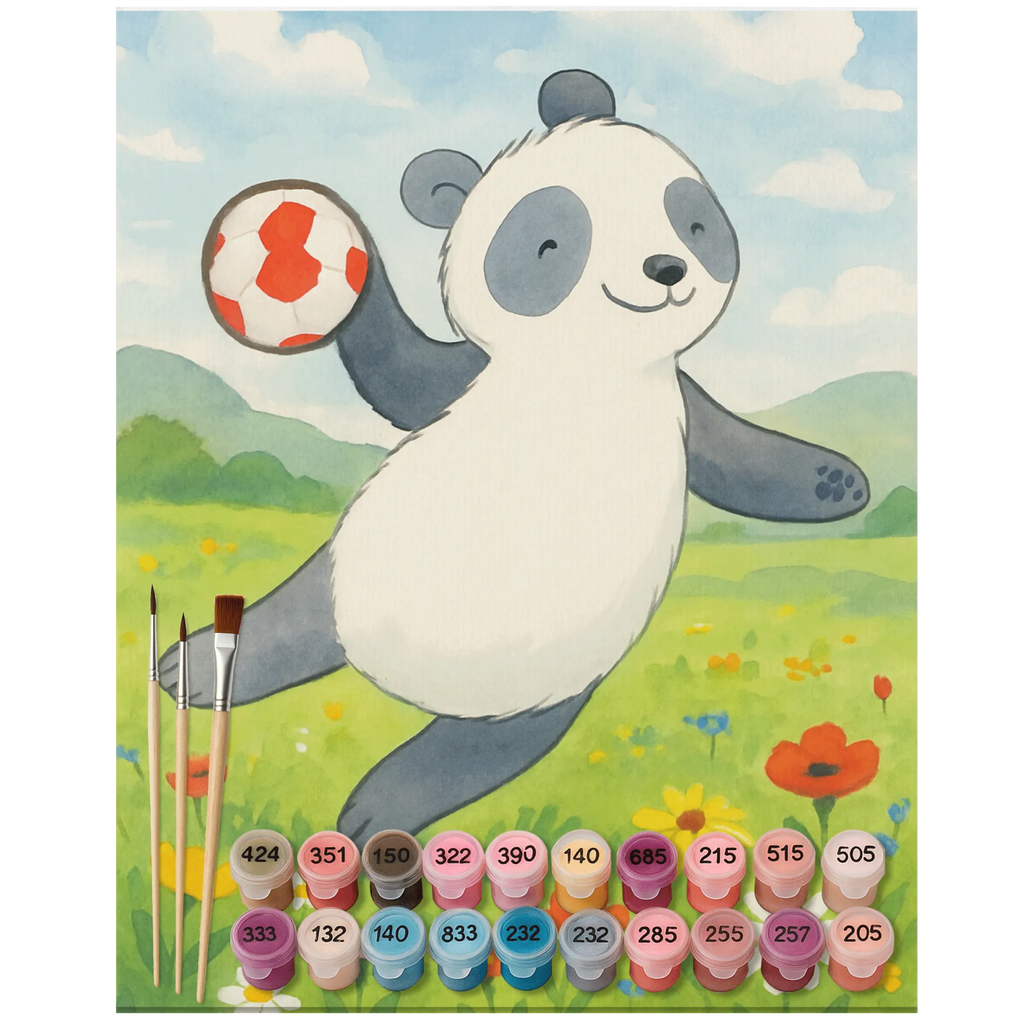 Malowanie według numerów Panda Grać w piłkę ręczną Design Prezent, Sport, Dyscyplina sportowa, Hobby, Darować, Dziękuję, Dzięki, Wyróżnienie, Wygrana, Sportowiec
