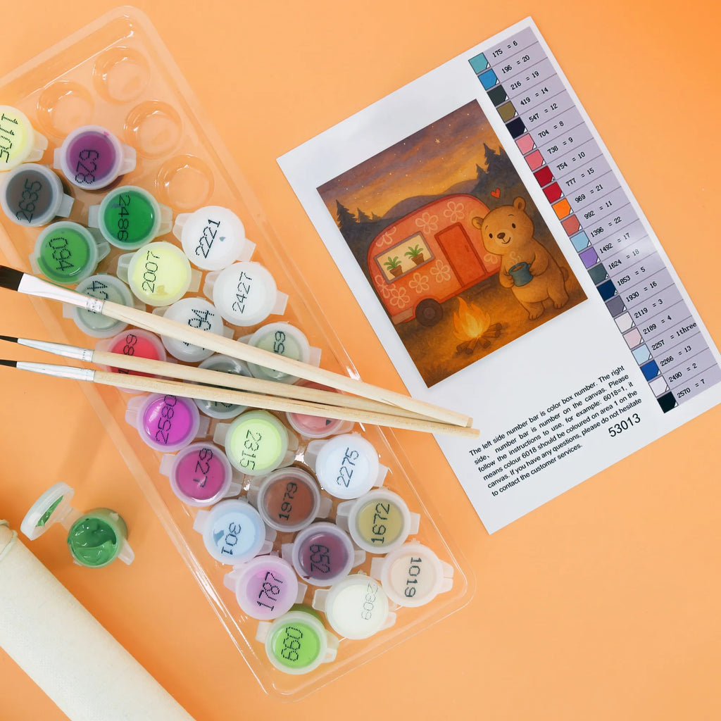 Paint by Numbers bear camper Design Gift, sport, hobby, giving, thank you, award, profit, athlete, Campground, Camping, Camper, Road Trip, RV, Vacation