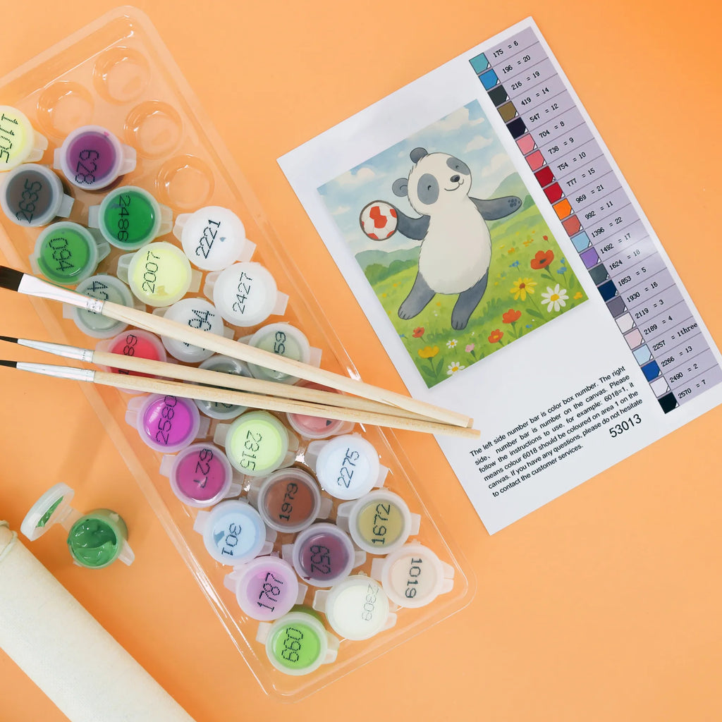 Malowanie według numerów Panda Grać w piłkę ręczną Design Prezent, Sport, Dyscyplina sportowa, Hobby, Darować, Dziękuję, Dzięki, Wyróżnienie, Wygrana, Sportowiec