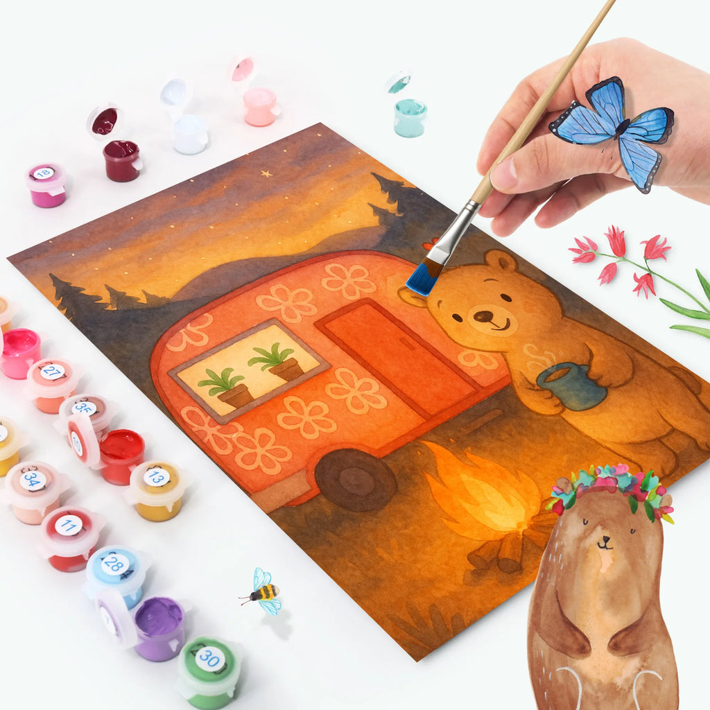 Paint by Numbers bear camper Design Gift, sport, hobby, giving, thank you, award, profit, athlete, Campground, Camping, Camper, Road Trip, RV, Vacation