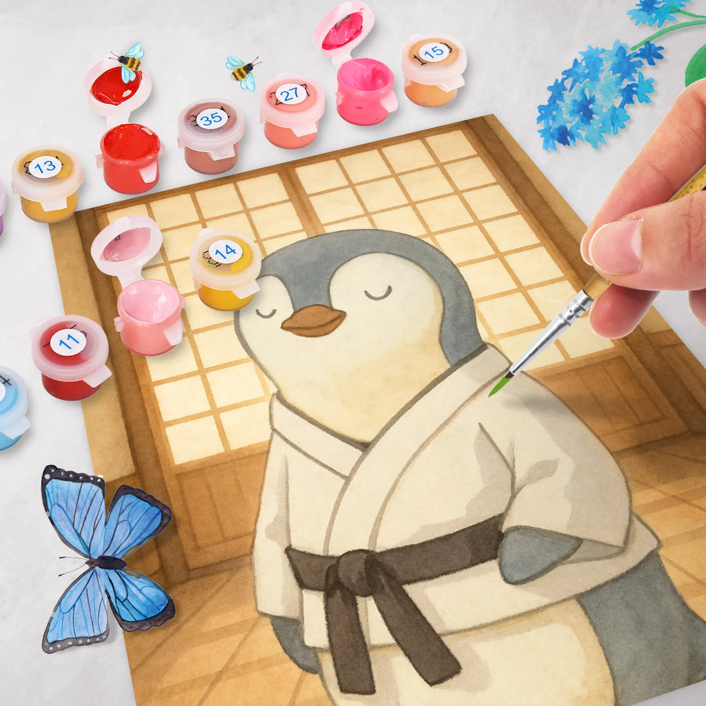 Malowanie według numerów Pingwin karate Design Prezent, Sport, Dyscyplina sportowa, Hobby, Darować, Dziękuję, Dzięki, Wyróżnienie, Wygrana, Sportowiec