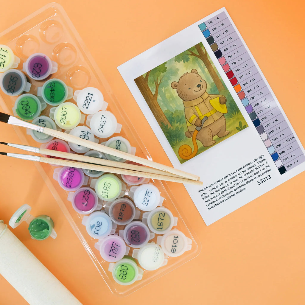 Paint by Numbers bear Volunteer firefighter Design Bastelidee, Baseln, Kunstwerk, Künstler, Kreativität, DIY, Malen, Ausmalbild, Malen nach Zahlen, Geschenk, Sport, Sportart, Hobby, Schenken, Danke, Dankeschön, Auszeichnung, Gewinn, Sportler, Jugendfeuerwehr, Feuerwehrfest, Freiwillige Feuerwehr