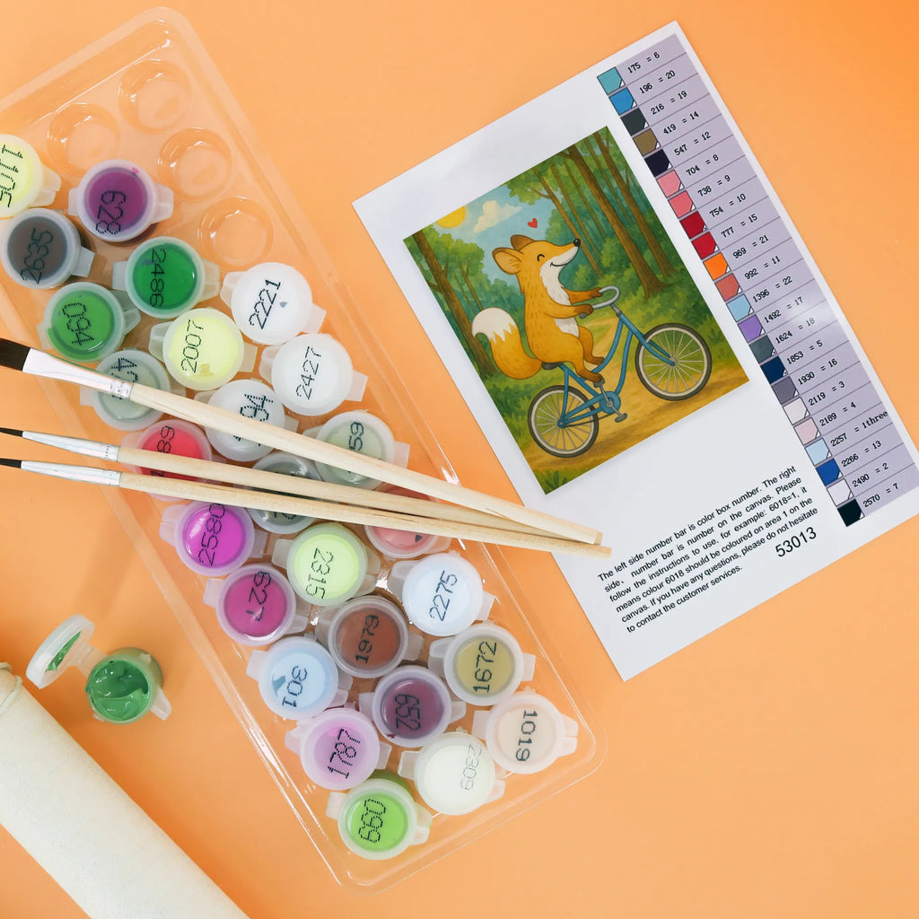 Paint by Numbers Fox cycle Design Kunstwerk, Malen nach Zahlen, Bastelidee, Kreativität, Malen, Künstler, Baseln, DIY, Ausmalbild, Geschenk, Sport, Sportart, Hobby, Schenken, Danke, Dankeschön, Auszeichnung, Gewinn, Sportler, Fahrrad fahren, Radeln, Radsport, Trekking, Mountainbiking