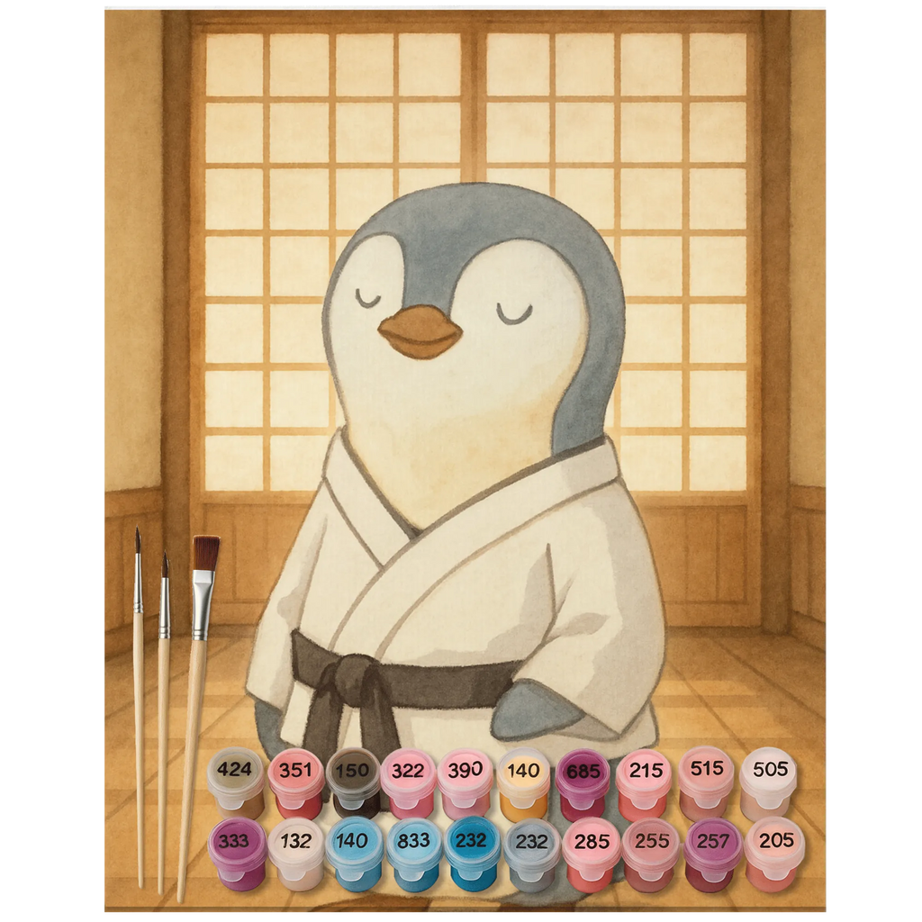 Malowanie według numerów Pingwin karate Design Prezent, Sport, Dyscyplina sportowa, Hobby, Darować, Dziękuję, Dzięki, Wyróżnienie, Wygrana, Sportowiec