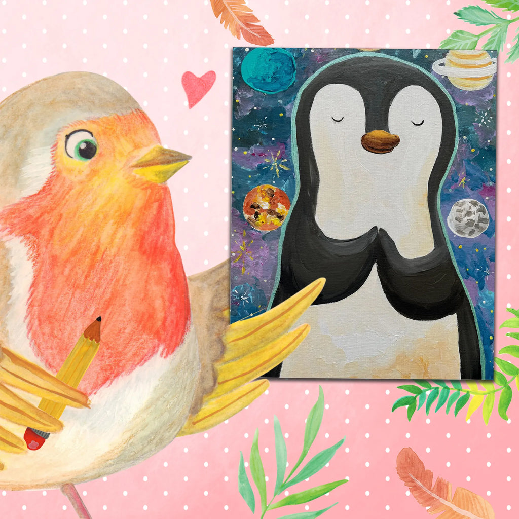 Malen nach Zahlen Pinguin Universum Design Kunstwerk, Malen, Baseln, Kreativität, DIY, Bastelidee, Ausmalbild, Künstler, Malen nach Zahlen, Pinguin