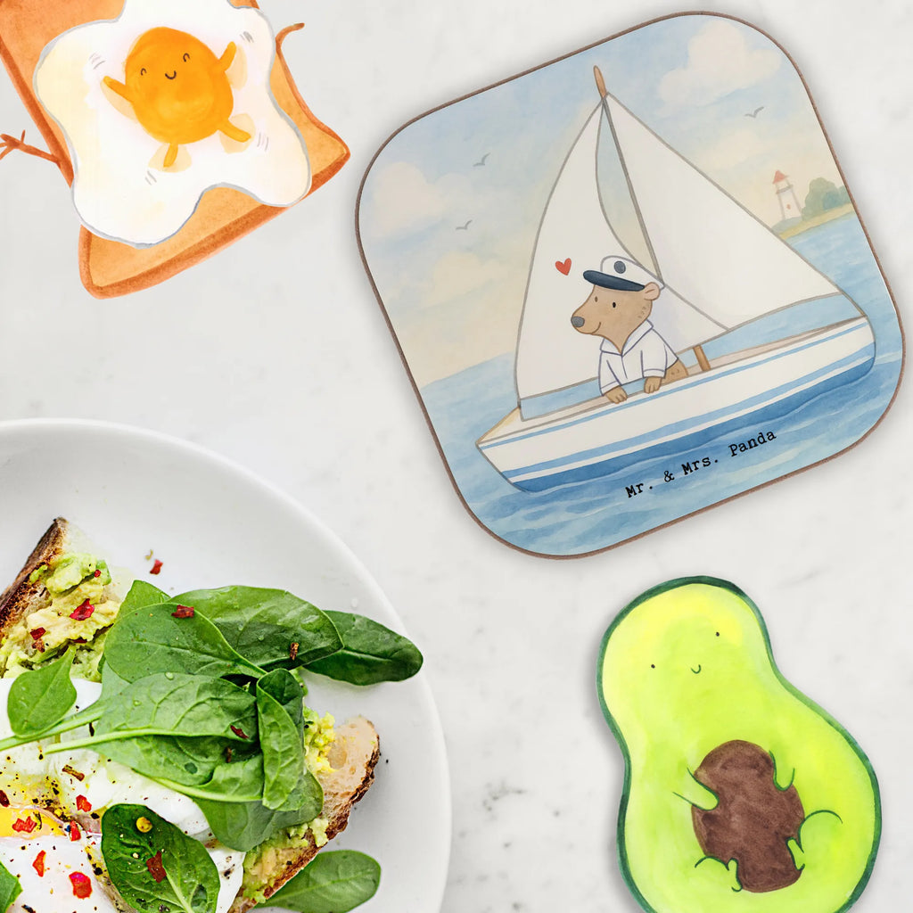 Holz Untersetzer Bär Segeln Design