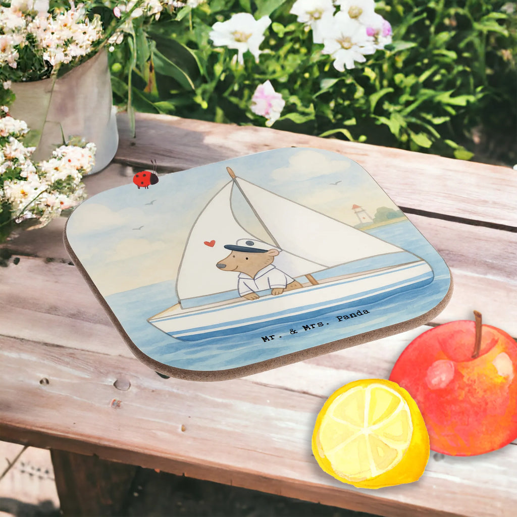 Holz Untersetzer Bär Segeln Design