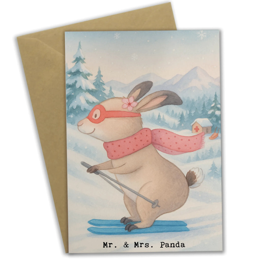Grußkarte Hase Skifahren Design Glückwunschkarte, Ansichtskarten, Klappkarte, Hochzeitskarte, Geburtstagskarte, Karte, Grußkarte, Einladungskarte, Geschenk, Sport, Sportart, Hobby, Schenken, Danke, Dankeschön, Auszeichnung, Gewinn, Sportler, Skirennen, Skisport, Skiwettbewerb, Ski fahren, Skifahren