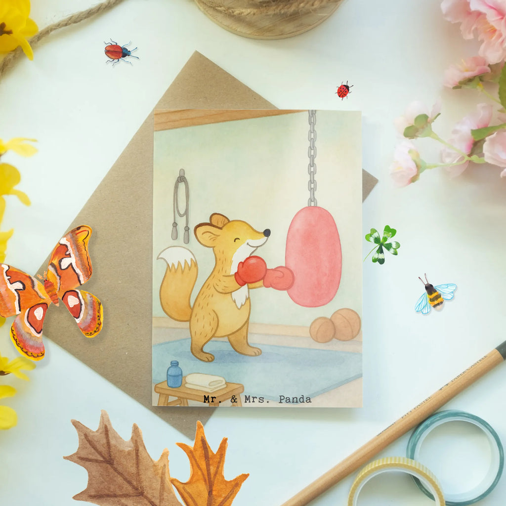 Grußkarte Fuchs Boxen Design Geburtstagskarte, Einladungskarte, Karte, Hochzeitskarte, Ansichtskarten, Glückwunschkarte, Klappkarte, Grußkarte, Geschenk, Sport, Sportart, Hobby, Schenken, Danke, Dankeschön, Auszeichnung, Gewinn, Sportler, Boxtraining, Boxkampf, Boxen