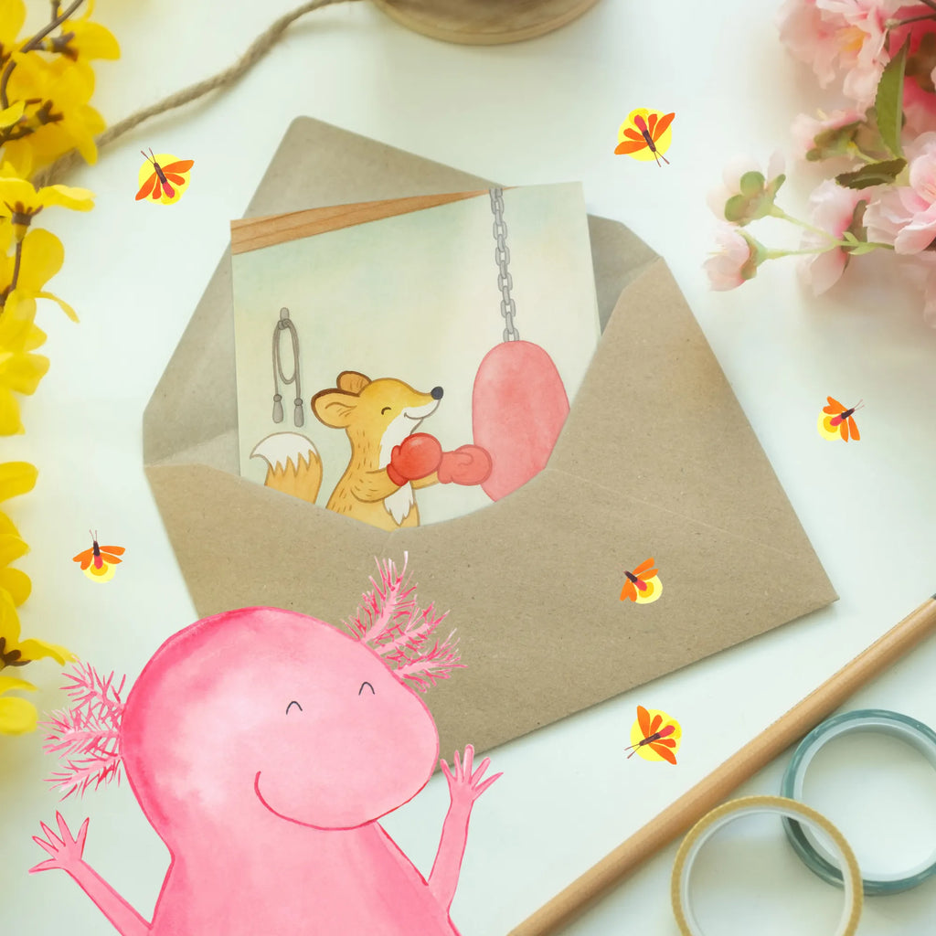 Grußkarte Fuchs Boxen Design Geburtstagskarte, Einladungskarte, Karte, Hochzeitskarte, Ansichtskarten, Glückwunschkarte, Klappkarte, Grußkarte, Geschenk, Sport, Sportart, Hobby, Schenken, Danke, Dankeschön, Auszeichnung, Gewinn, Sportler, Boxtraining, Boxkampf, Boxen