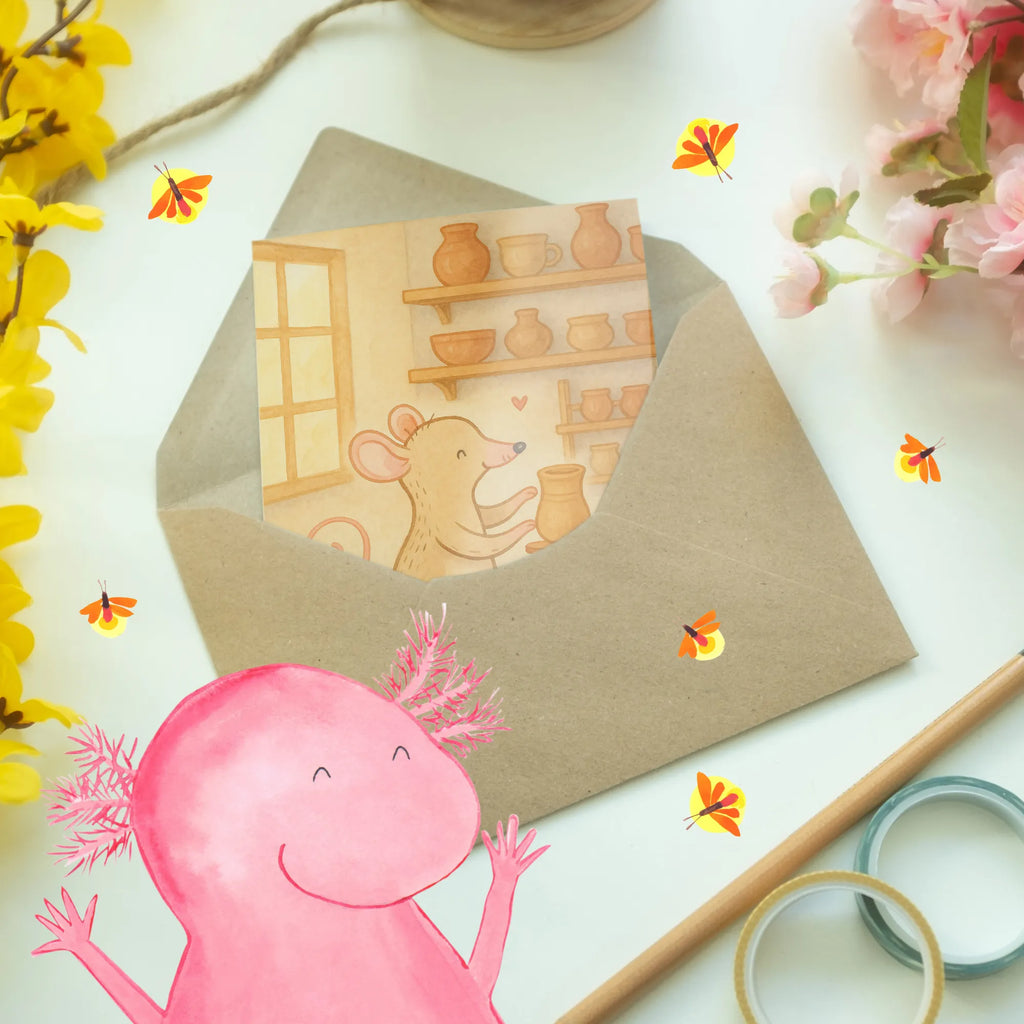 Grußkarte Maus Töpfern Design Karte, Grußkarte, Hochzeitskarte, Einladungskarte, Ansichtskarten, Klappkarte, Glückwunschkarte, Geburtstagskarte, Geschenk, Sport, Sportart, Hobby, Schenken, Danke, Dankeschön, Auszeichnung, Gewinn, Sportler, Töpfern, Töpferkurs, Töpferei