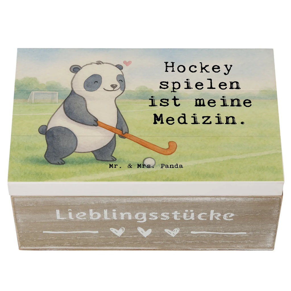 Holzkiste Panda Hockey spielen Design Schatzkiste, Truhe, Schatulle, XXL, Geschenkbox, Erinnerungsbox, Aufbewahrungsbox, Geschenkdose, Holzkiste, Kiste, Dekokiste, Erinnerungskiste, Geschenk, Sport, Sportart, Hobby, Schenken, Danke, Dankeschön, Auszeichnung, Gewinn, Sportler, Feldhockey, Hockey spielen, Hockey Verein, Hockeyschläger