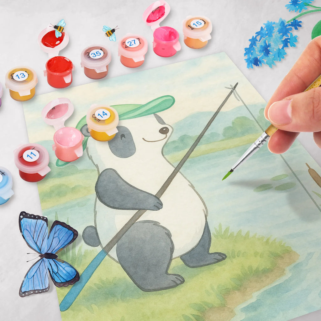 Paint by Numbers panda fishing Design DIY, Baseln, Kreativität, Ausmalbild, Bastelidee, Malen, Künstler, Malen nach Zahlen, Kunstwerk, Geschenk, Sport, Sportart, Hobby, Schenken, Danke, Dankeschön, Auszeichnung, Gewinn, Sportler, Angler, angeln gehen, Angelverein, Hobbyangler, angeln, Angelsport