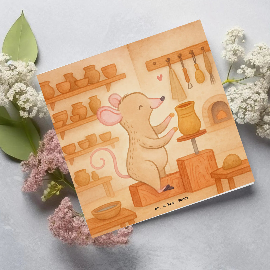 Deluxe Karte Maus Töpfern Design Glückwunschkarte, Einladungskarte, Karte, Hochwertige Klappkarte, Hochwertige Grußkarte, Geburtstagskarte, Klappkarte, Grußkarte, Hochzeitskarte, Geschenk, Sport, Sportart, Hobby, Schenken, Danke, Dankeschön, Auszeichnung, Gewinn, Sportler, Töpferkurs, Töpfern, Töpferei